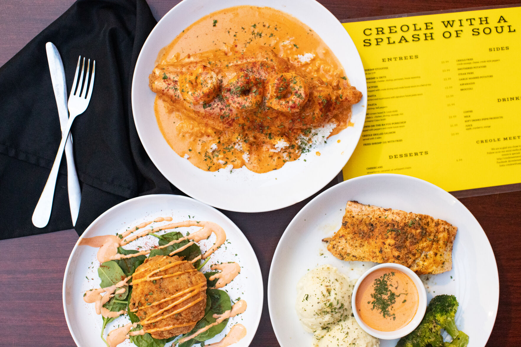 CreoleWithASplashOfSoul-02-creole-catfish-salmon-crabcake.jpg